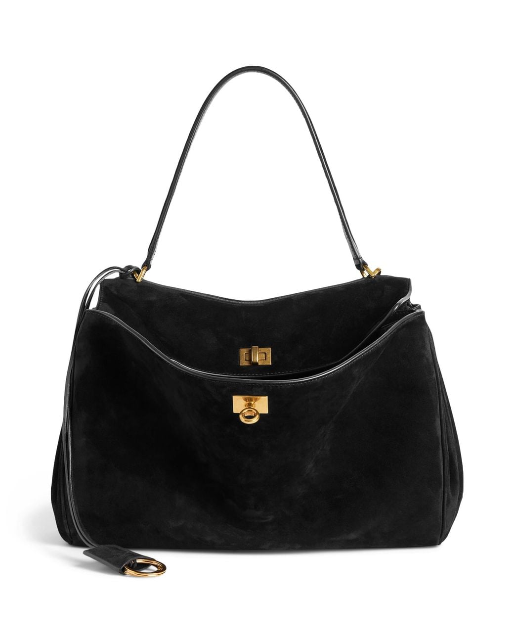 Balenciaga Black Medium Suede Rodeo Shoulder Bag