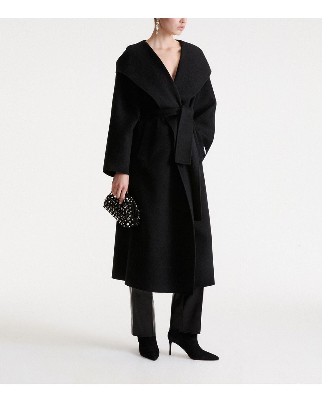 Marella Black Virgin Wool Wrap Coat
