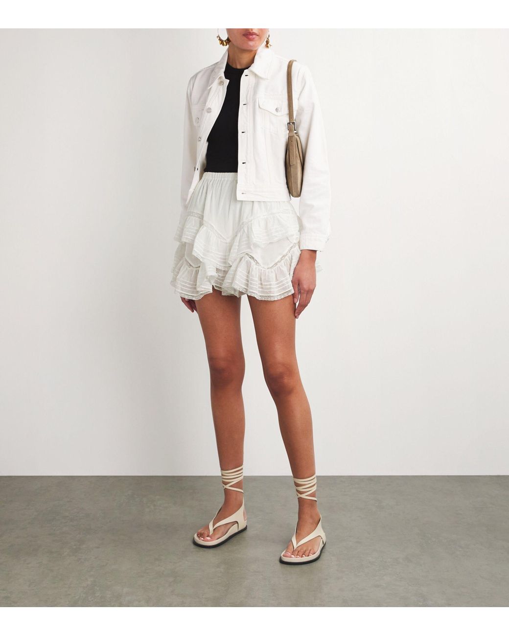 MARANT ETOILE Gisele shorts ショートパンツ Marant Etoile Gisele lace-trimmed cotton shorts Isabel