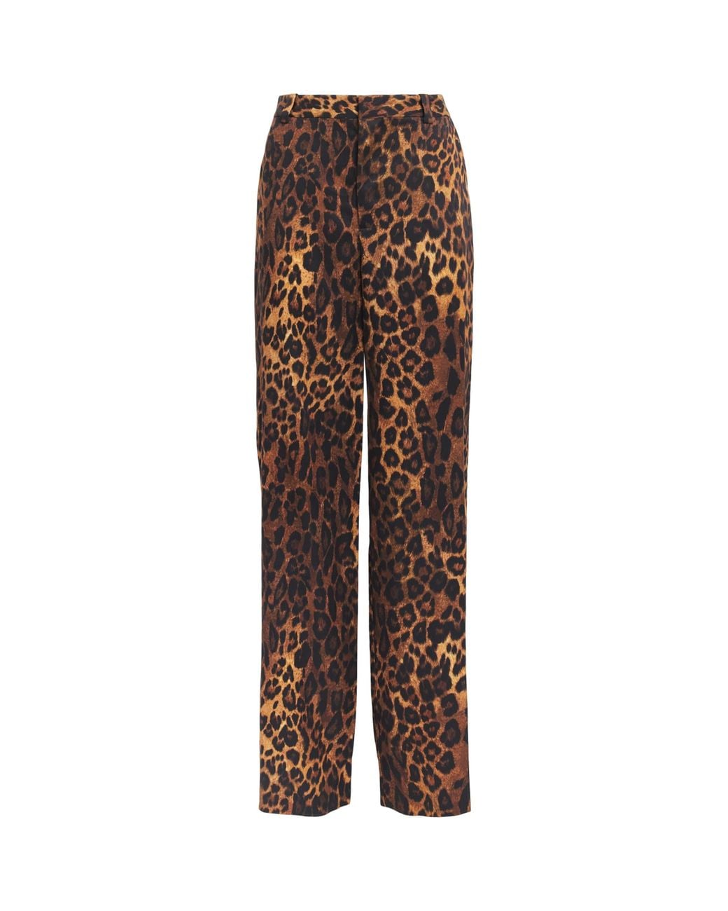 L'Agence Brown Leopard Print Livvy Wide-Leg Trousers