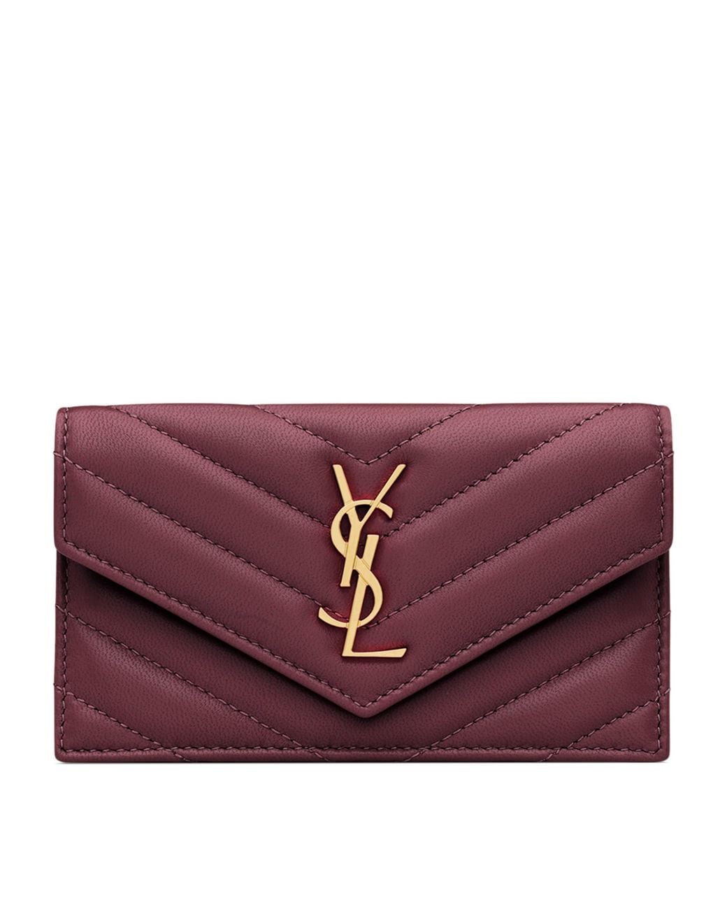 Saint Laurent Purple Lambskin Cassandre Fragments Flap Card Holder