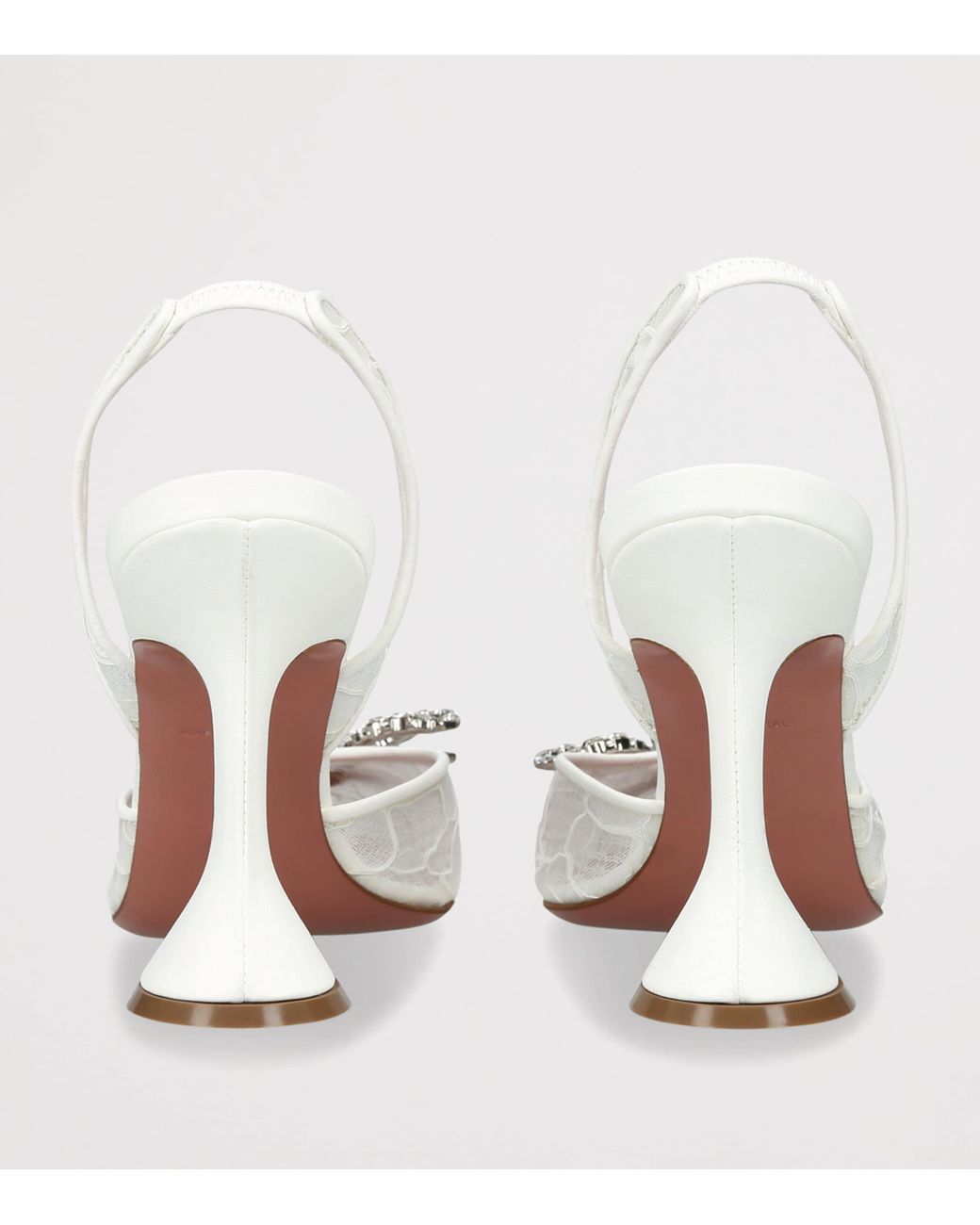 AMINA MUADDI White Lace Embellished Rosie Slingback Pumps 95