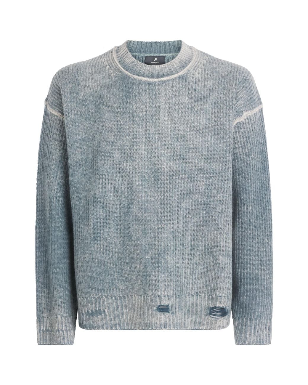 Represent Blue Wool Reversible Fade Out Sweater for men