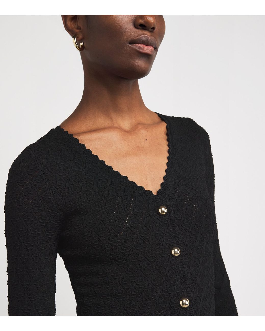 Sandro Black Knit V-Neck Midi Dress