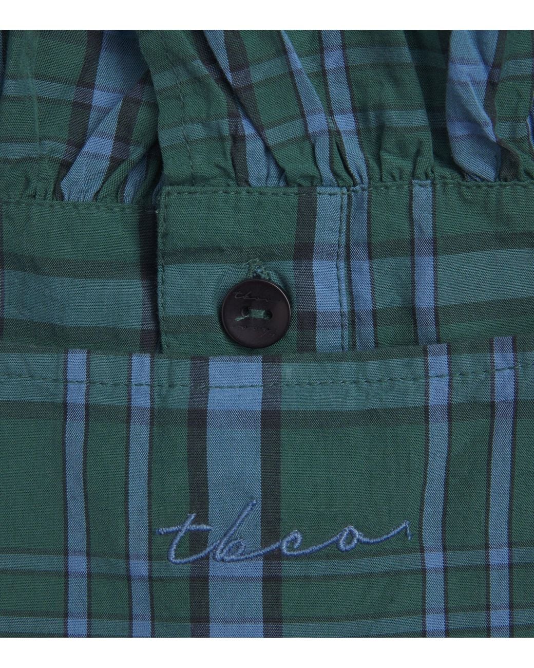 TBCo Blue Cotton Tartan Ruffle Pyjama Set