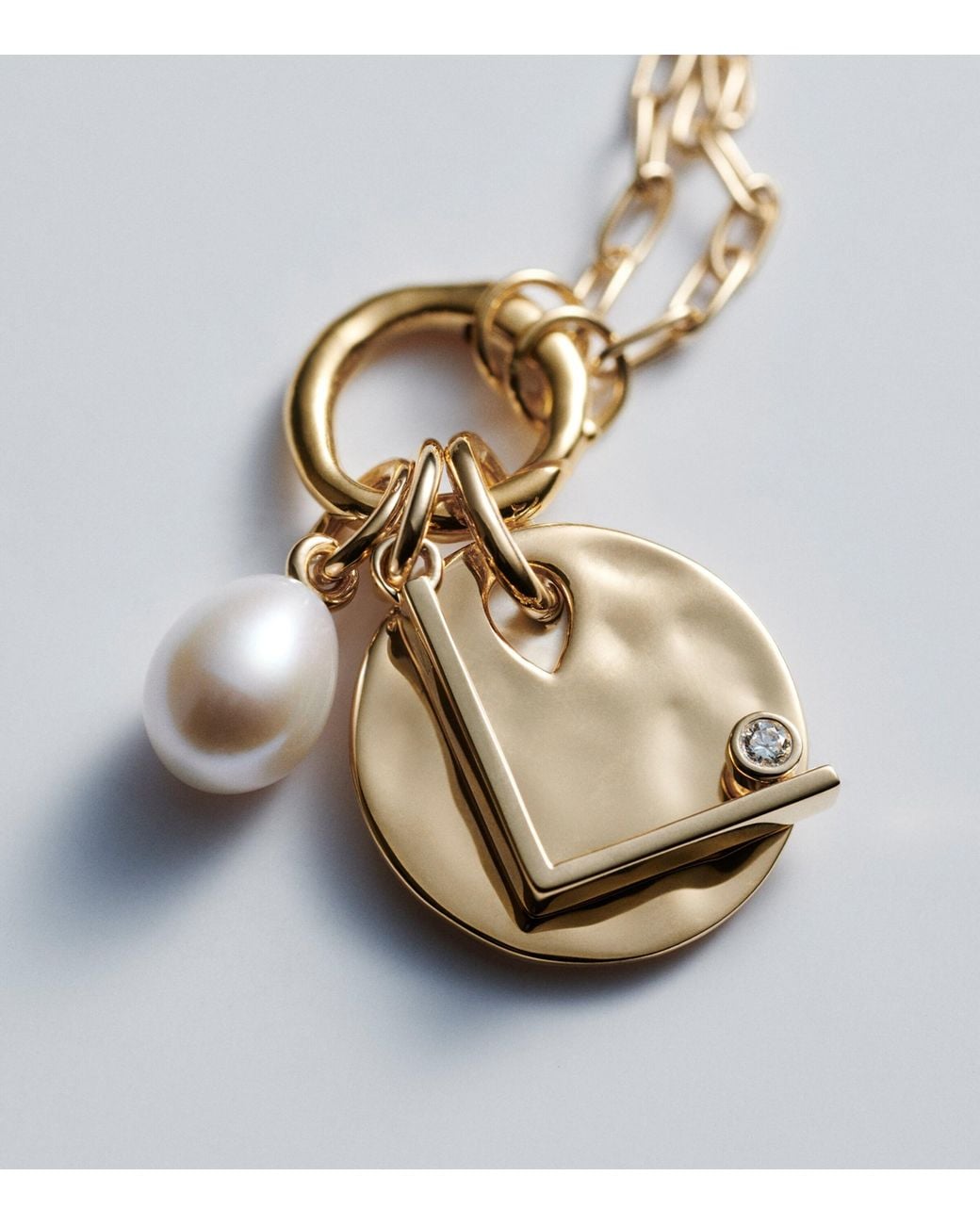 Monica Vinader Metallic Vermeil And Diamond L Initial Pendant
