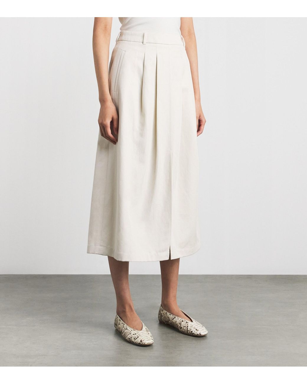 Joseph White Cotton-Linen Kharis Midi Skirt