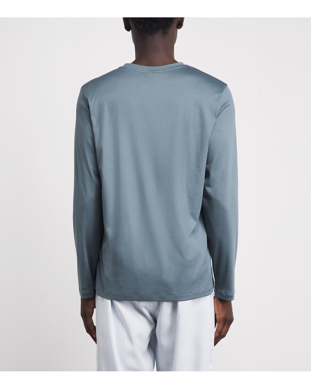 Zimmerli of Switzerland Blue 286 Sea Island Long-Sleeve T-Shirt for men