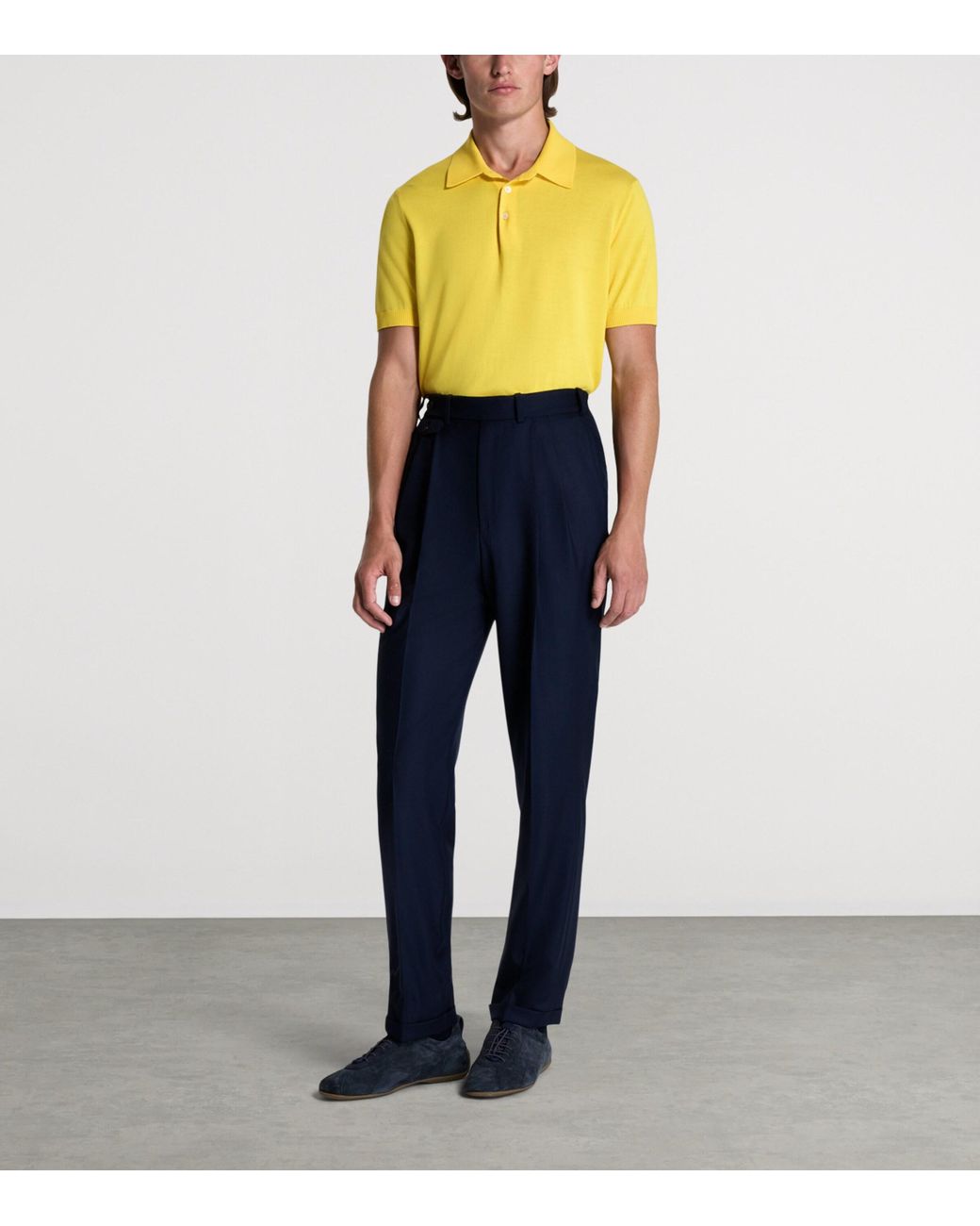 Dunhill Yellow Cotton-Mulberry Silk Polo Shirt for men