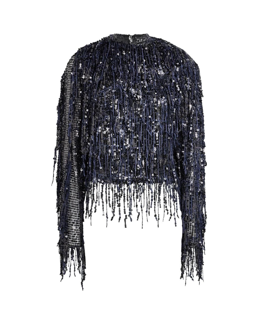 16Arlington Blue Asymmetric Sequin Auro Blouse
