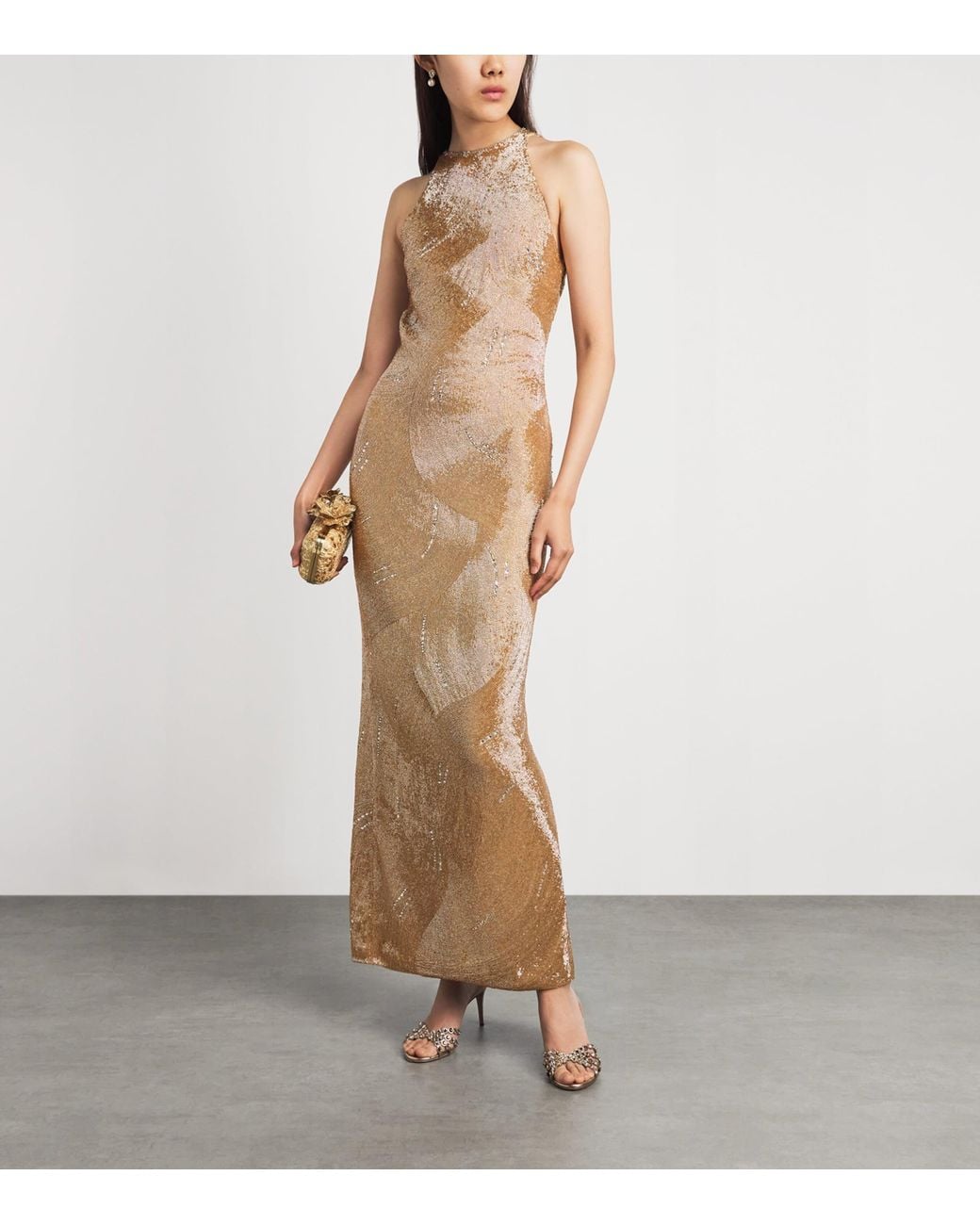 Clio Peppiatt Natural Embellished Delphine Maxi Gown