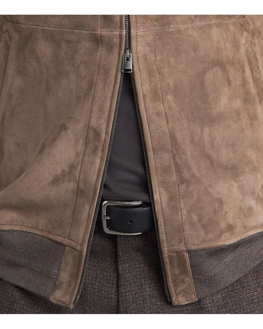 Canali Brown Lamb Suede Bomber Jacket for men