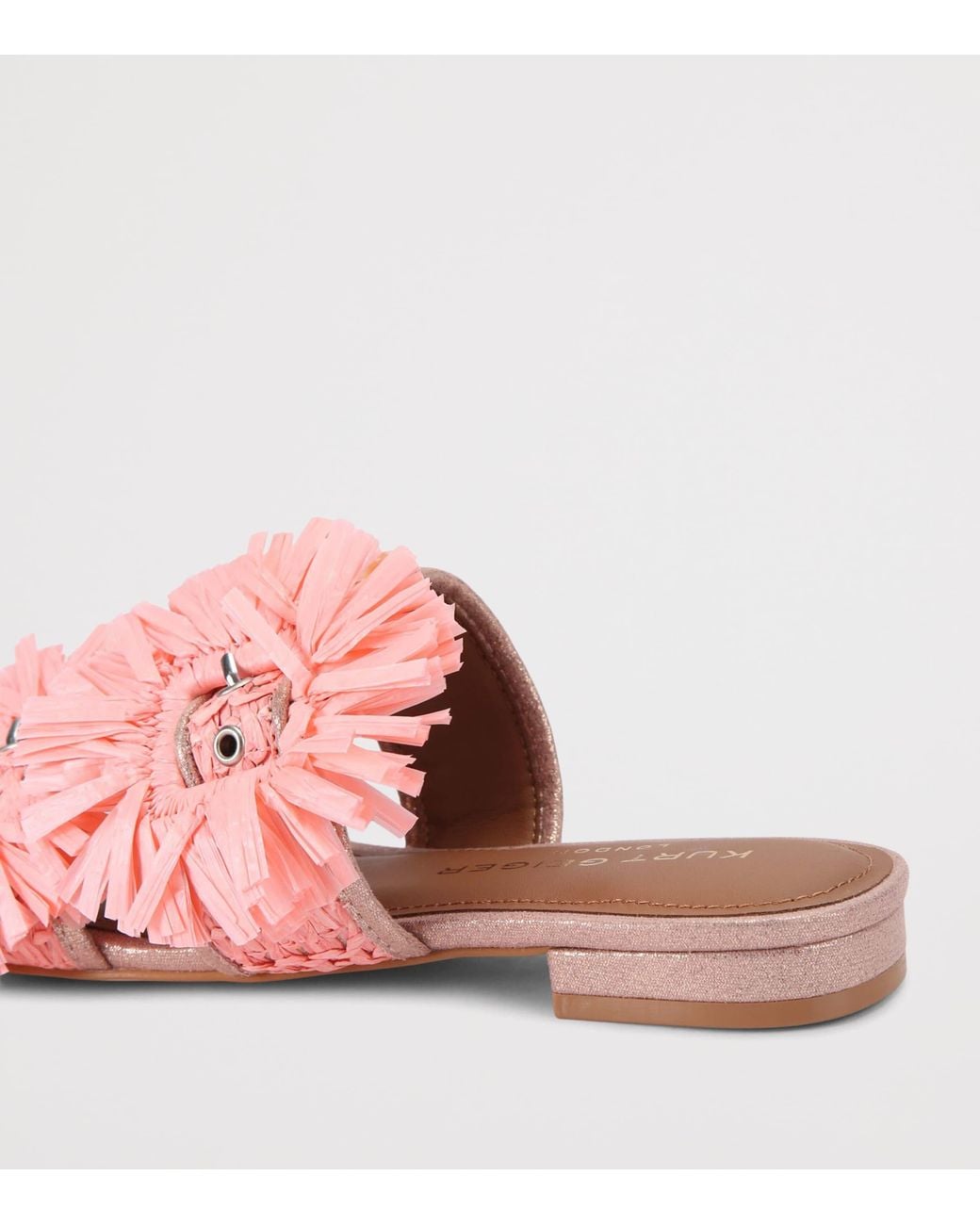 Kurt Geiger Pink Raffia Buckle Flat Sandals