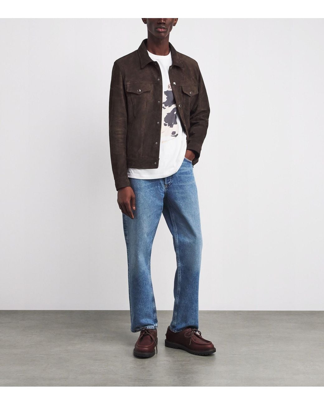 7 For All Mankind Brown Suede Trucker Jacket for men