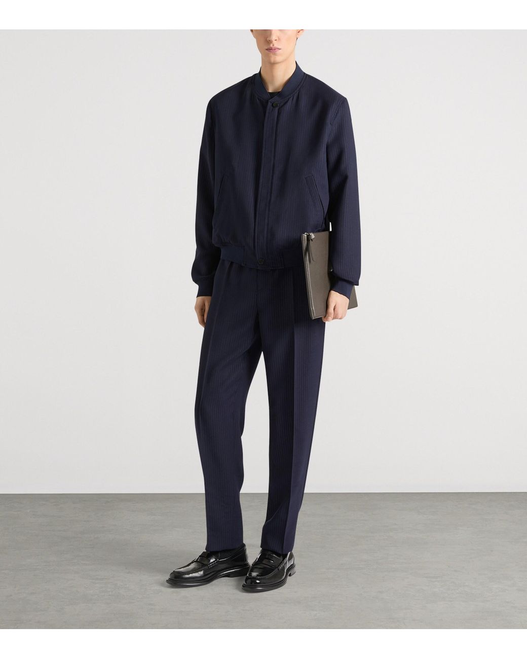 Givenchy Blue Wool-Blend Stripe Couture Seam Trousers for men