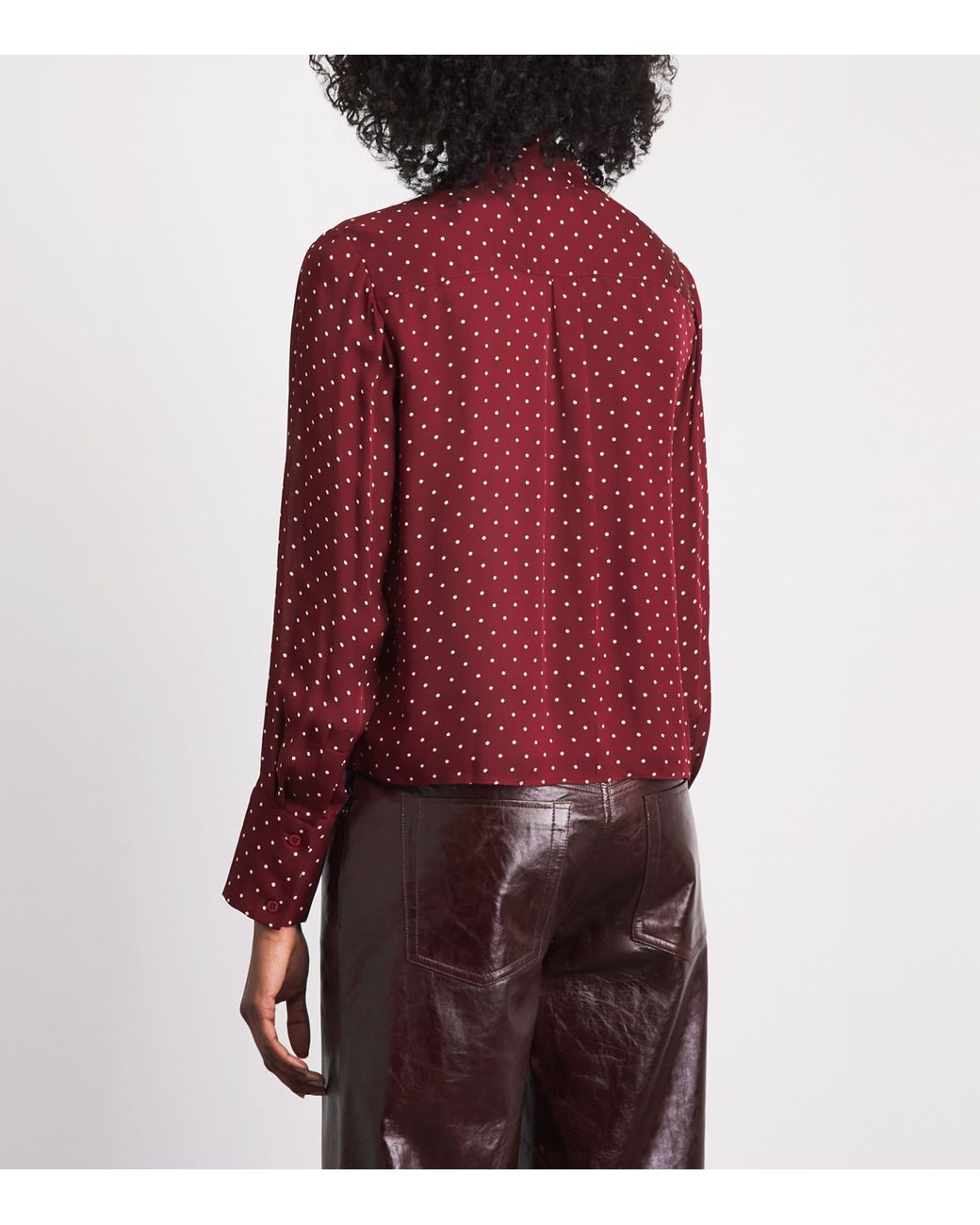 FRAME Red Silk Modern Tie Blouse