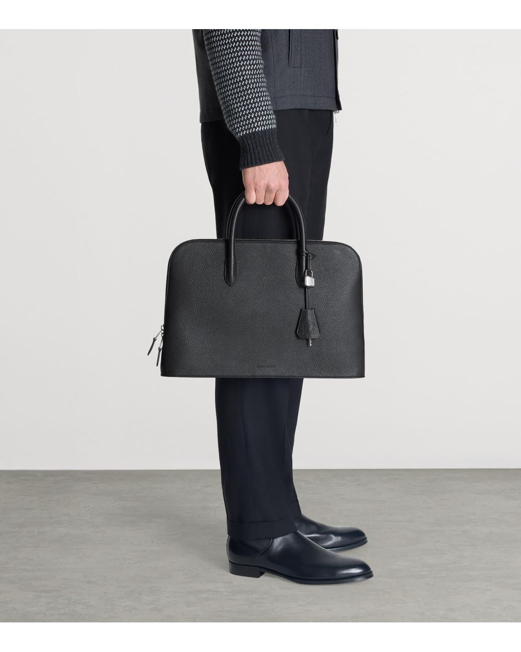 Dunhill Black Leather Bourdon 41 Briefcase for men