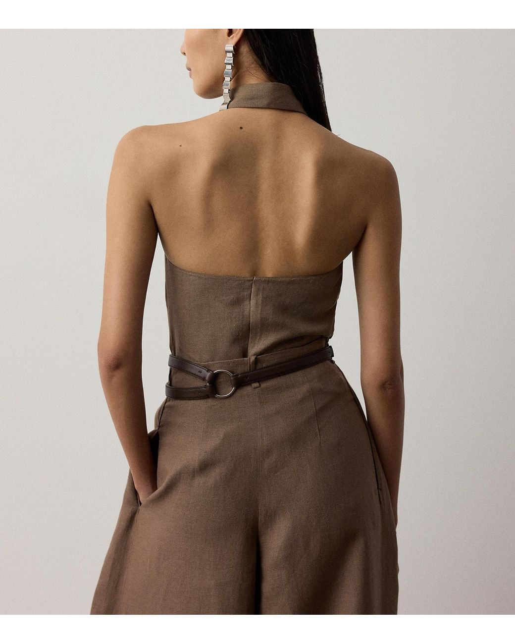 Ralph Lauren Brown Linen Eldred Sleeveless Top