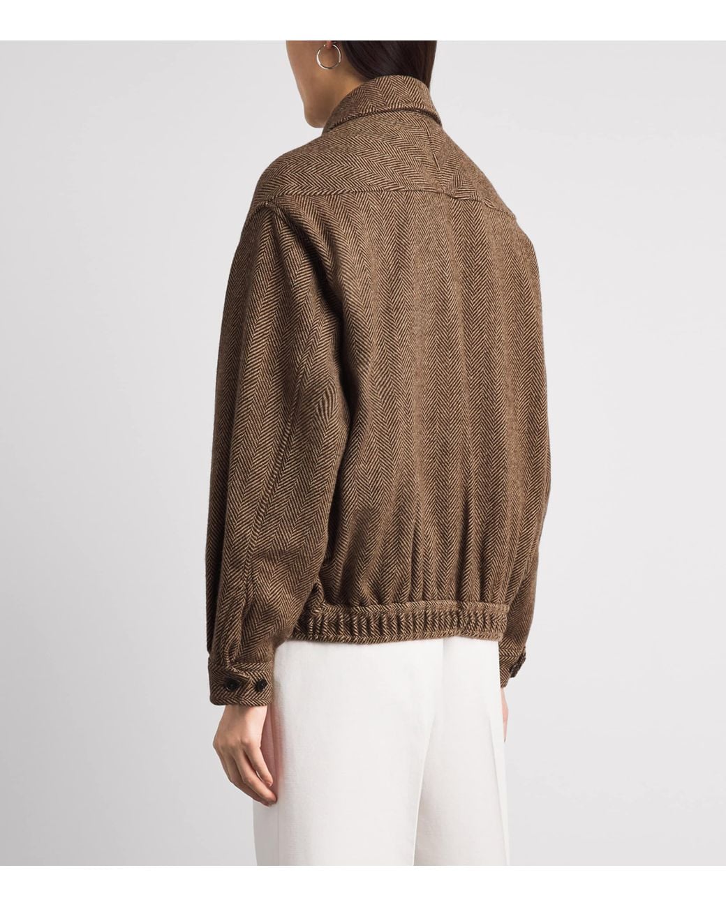 Polo Ralph Lauren Brown Wool Herringbone Bomber Jacket