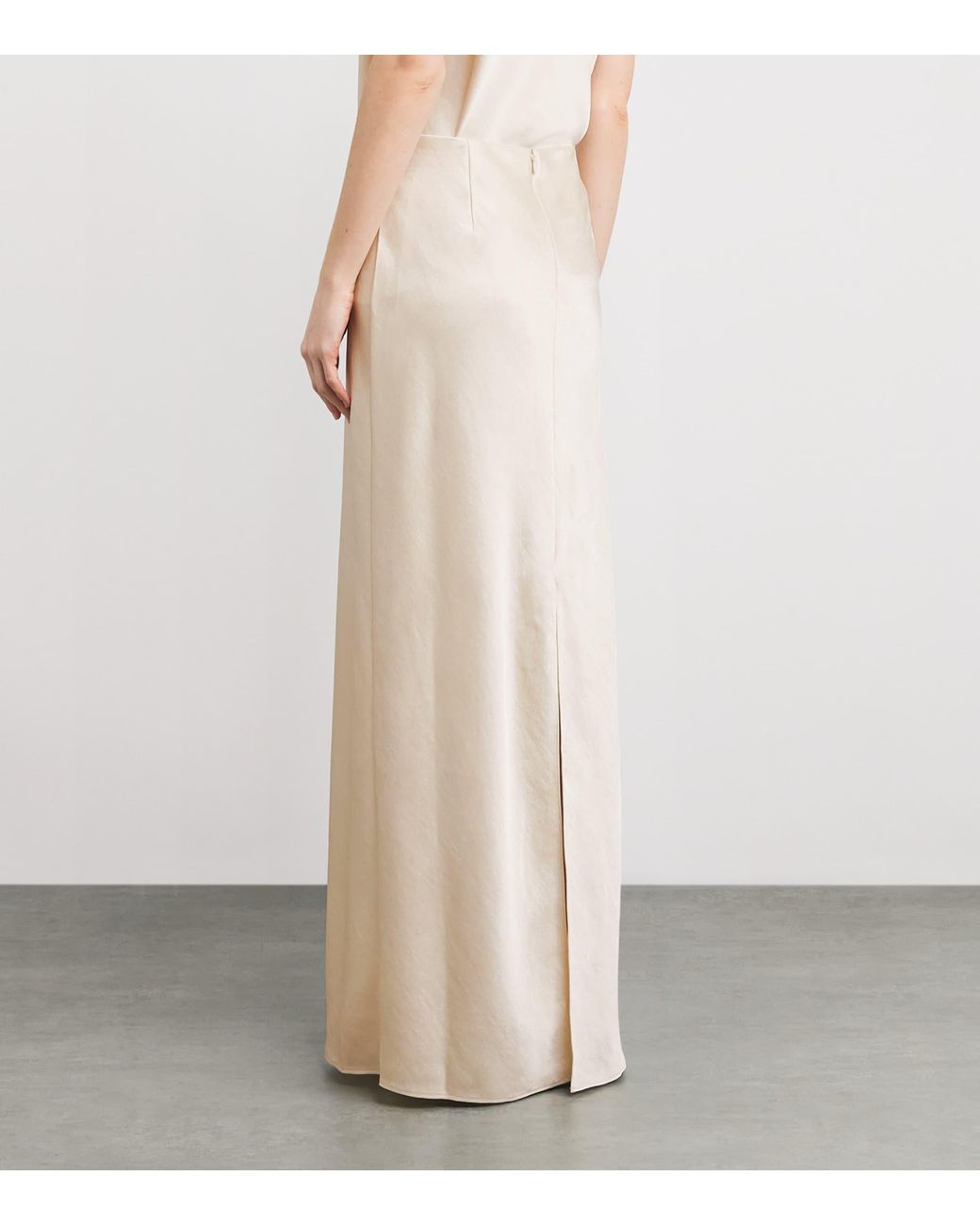 Vince White Satin Bias-Cut Column Skirt