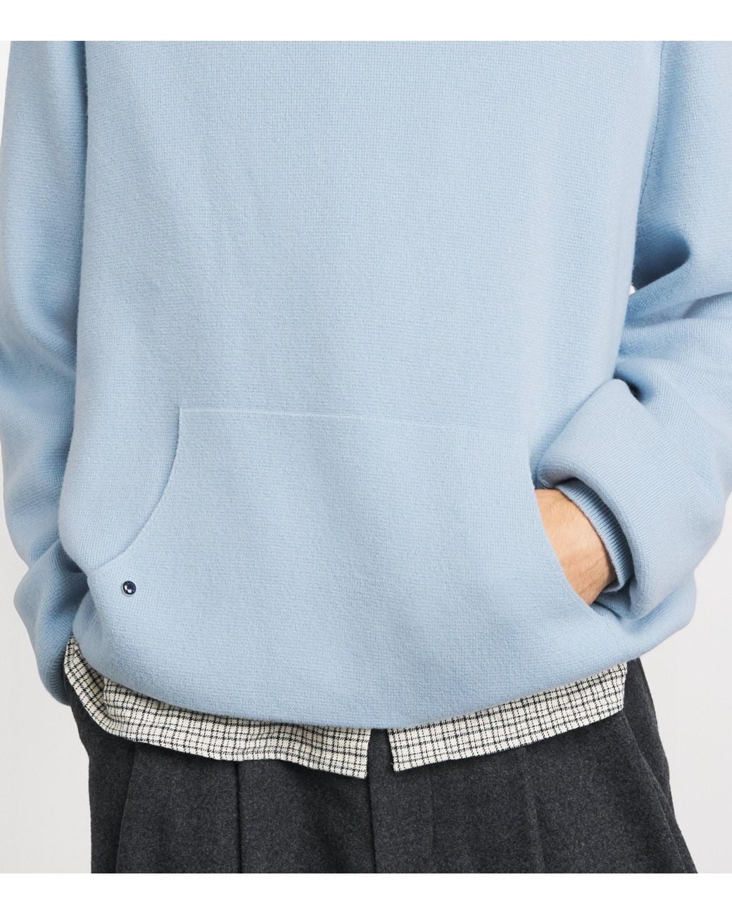 God's True Cashmere Blue Cashmere Hoodie for men