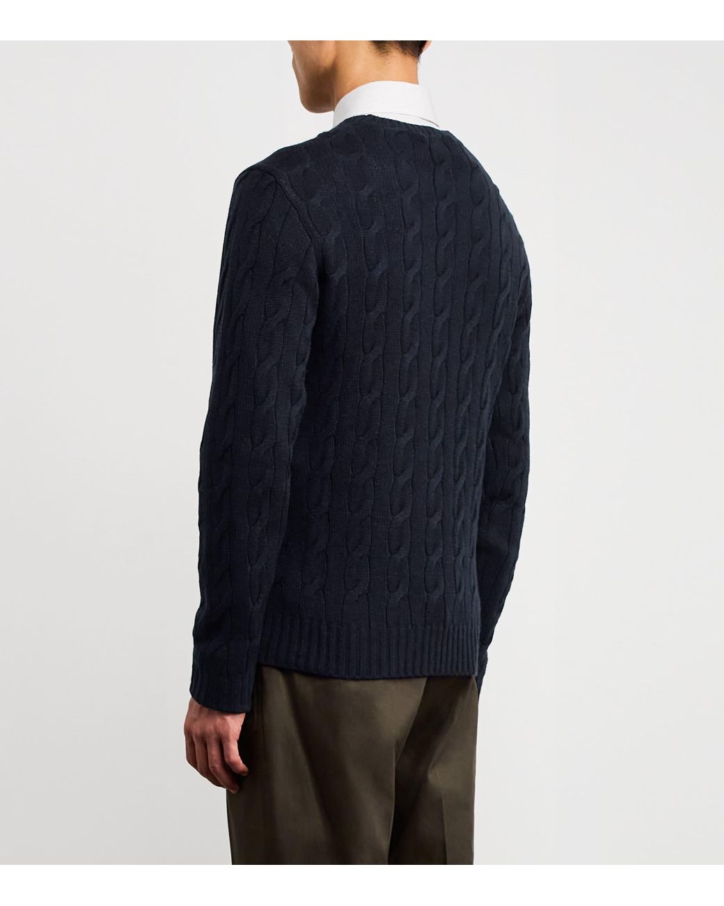 Ralph Lauren Blue Cashmere Cable-Knit Sweater for men