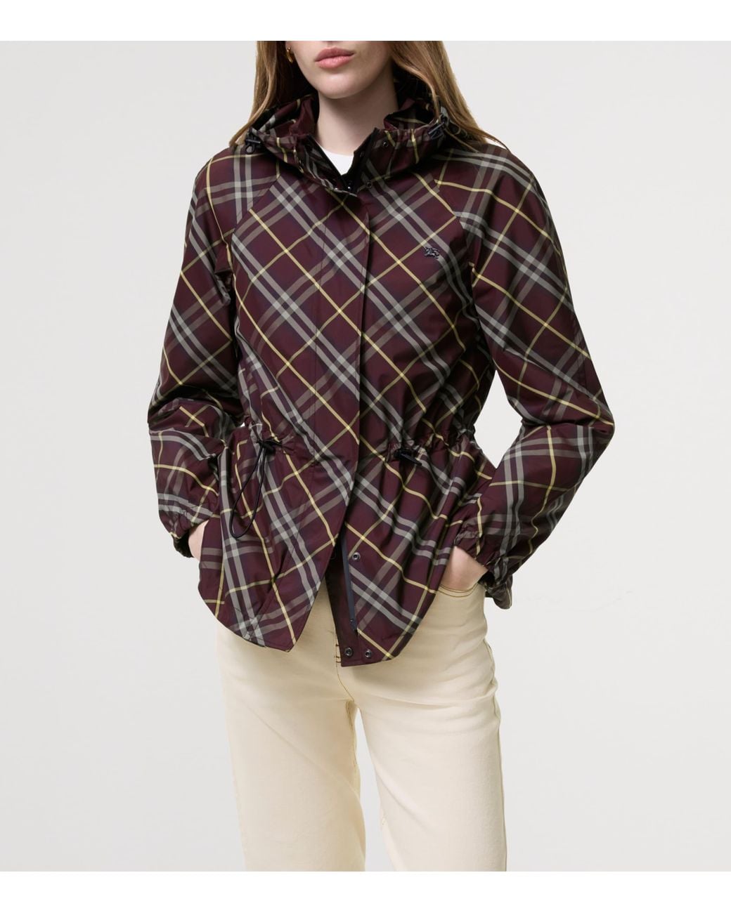 Burberry Purple Reversible Hooded Check Jacket