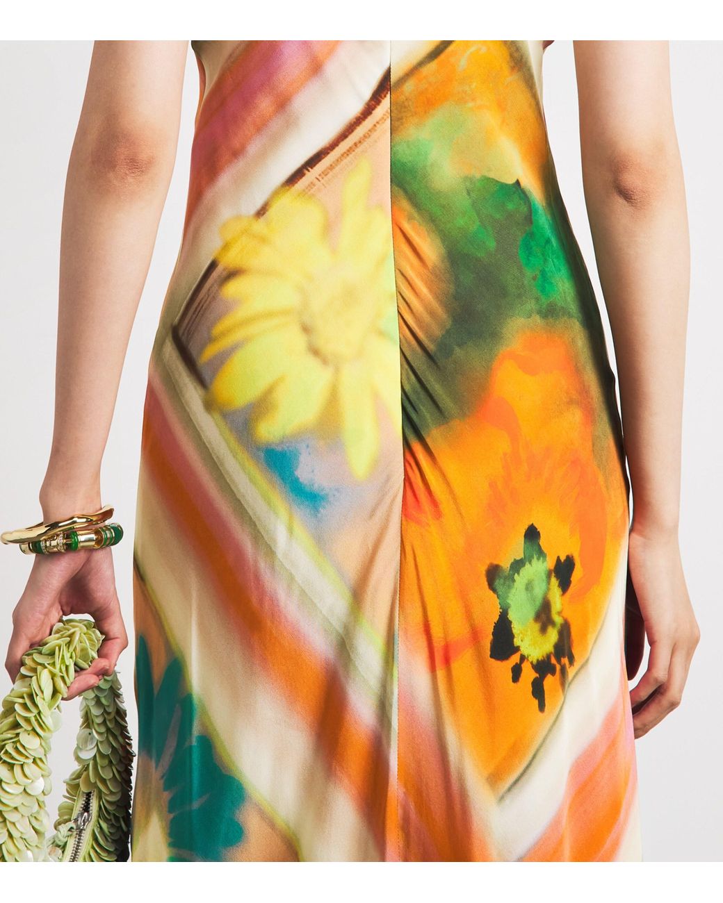 Staud Metallic Halterneck Cubism Maxi Dress