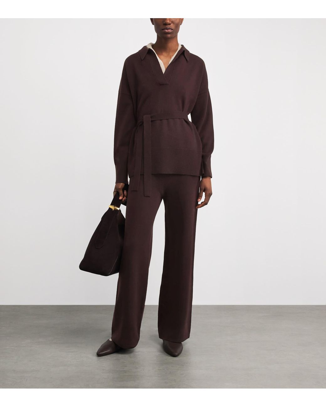 Yves Salomon Brown Merino Wool Straight Trousers