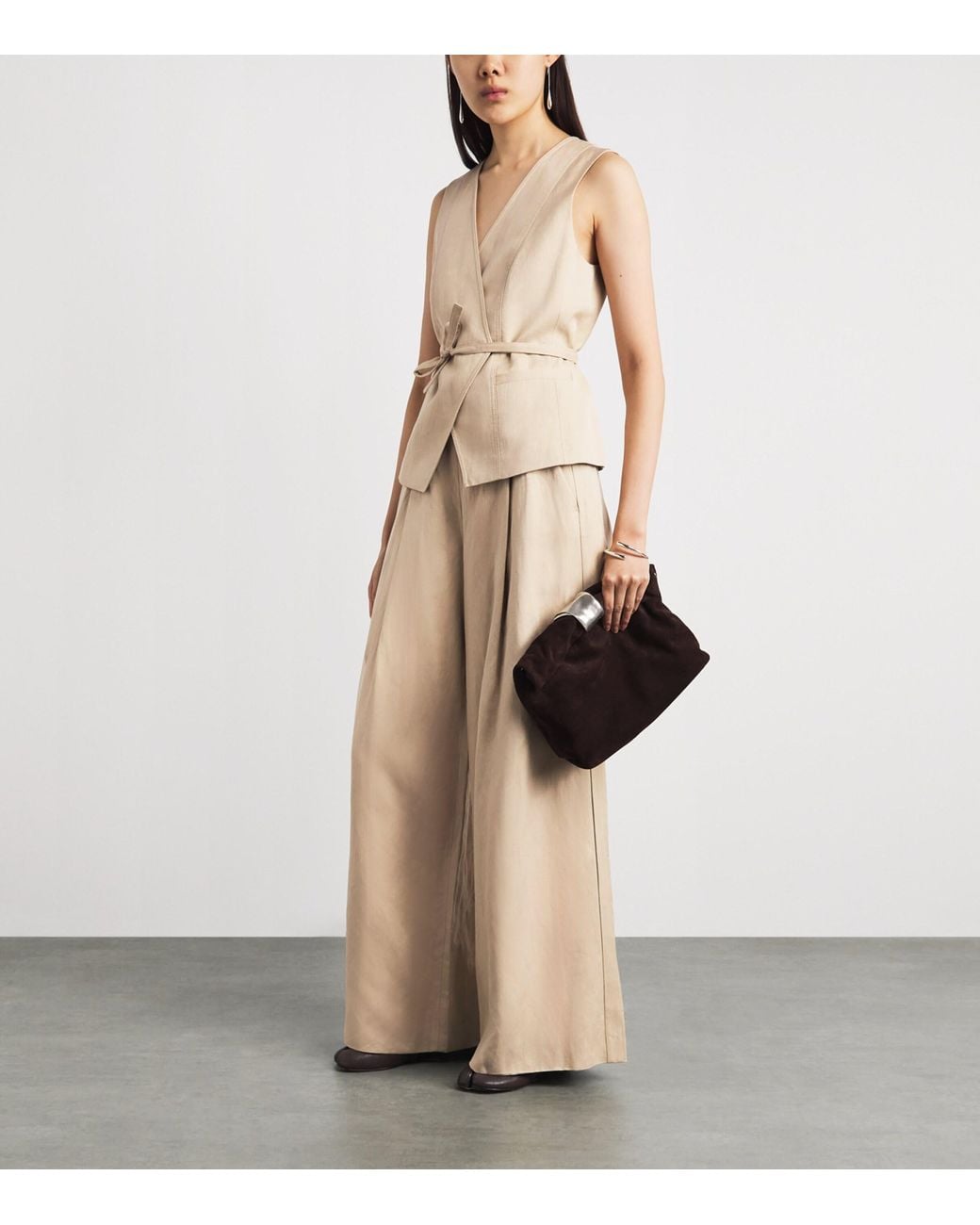 ME+EM Natural Wide-Leg Tailored Trousers