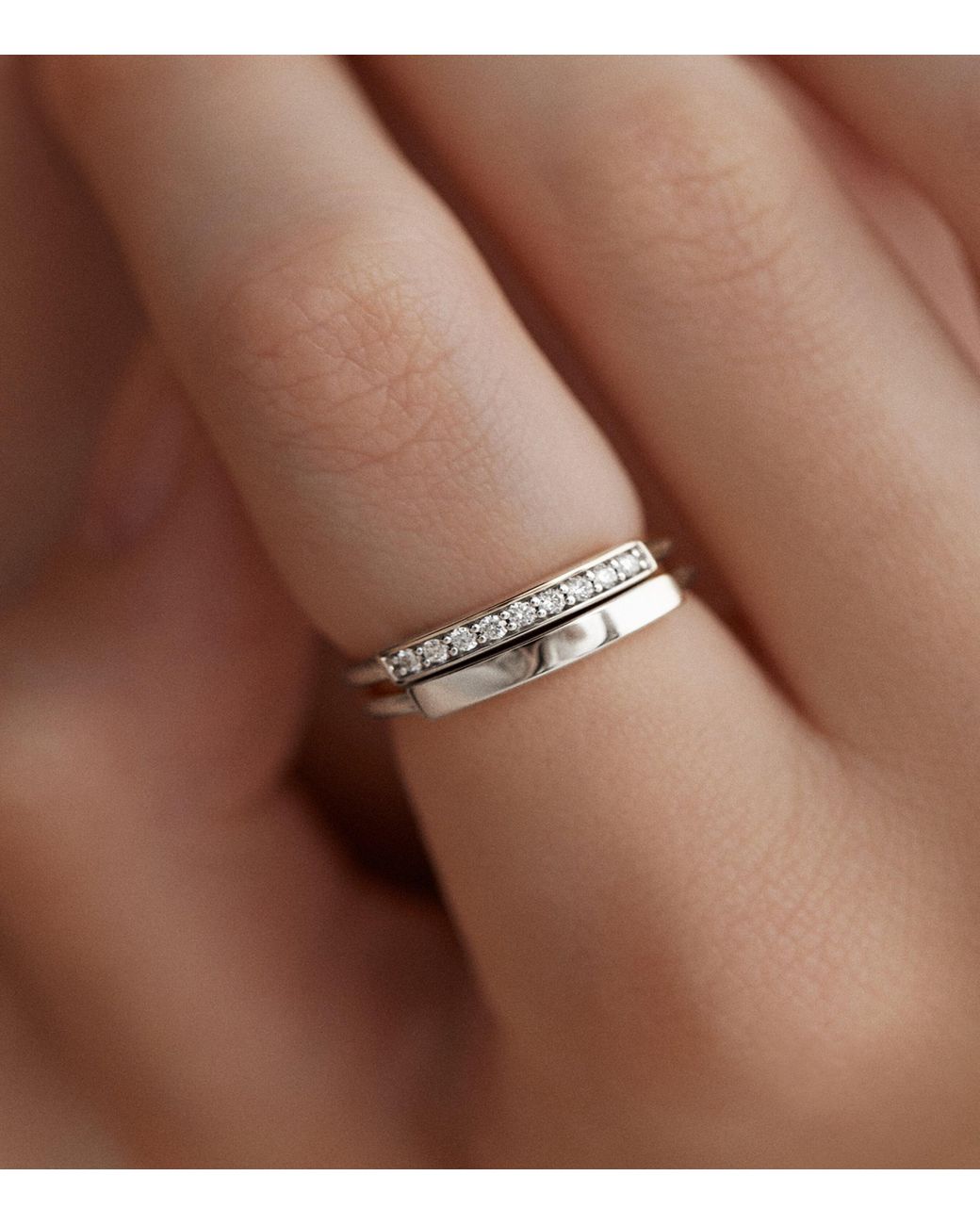 Monica Vinader White Sterling Linear Stacking Ring