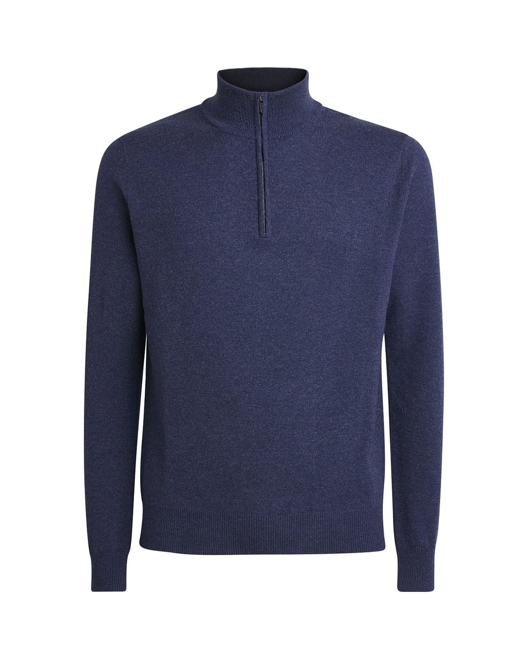 Corneliani Blue Virgin Wool-Cashmere Quarter-Zip Sweater for men