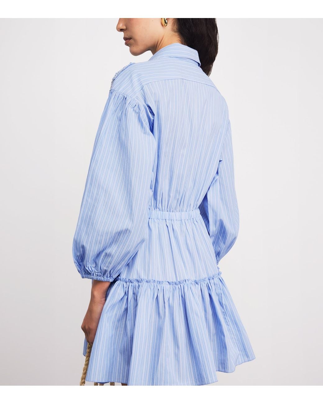 Sandro Blue Cotton Embellished Mini Dress