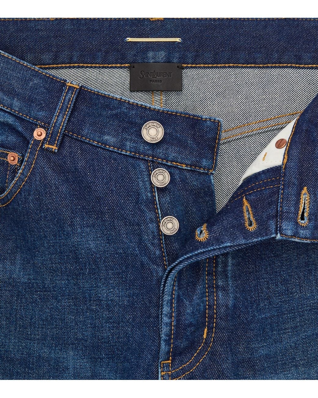 Saint Laurent Blue V-Waist Baggy Jeans