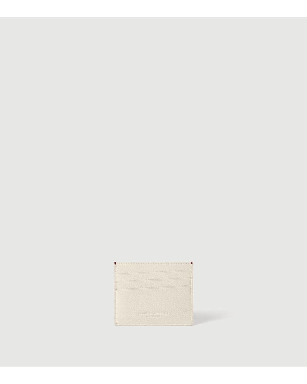 Brunello Cucinelli Natural Grained Leather Card Holder for men