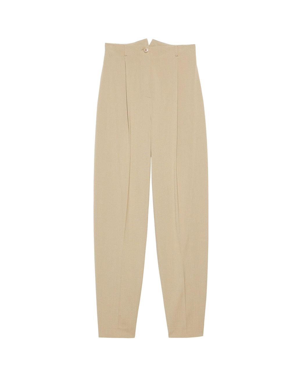 MAX&Co. Natural Barrel-Leg Pleated Trousers