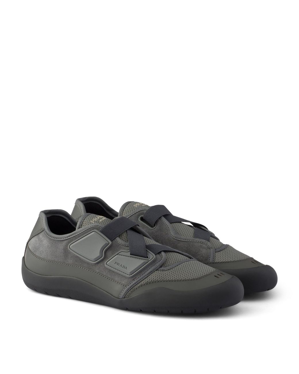 Prada Black Leather-Mesh Speedrock Sneakers for men