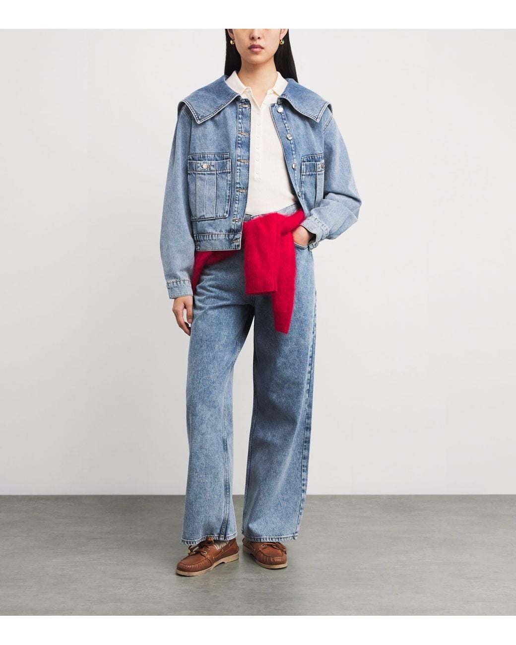 Claudie Pierlot Blue Oversized Collar Denim Jacket