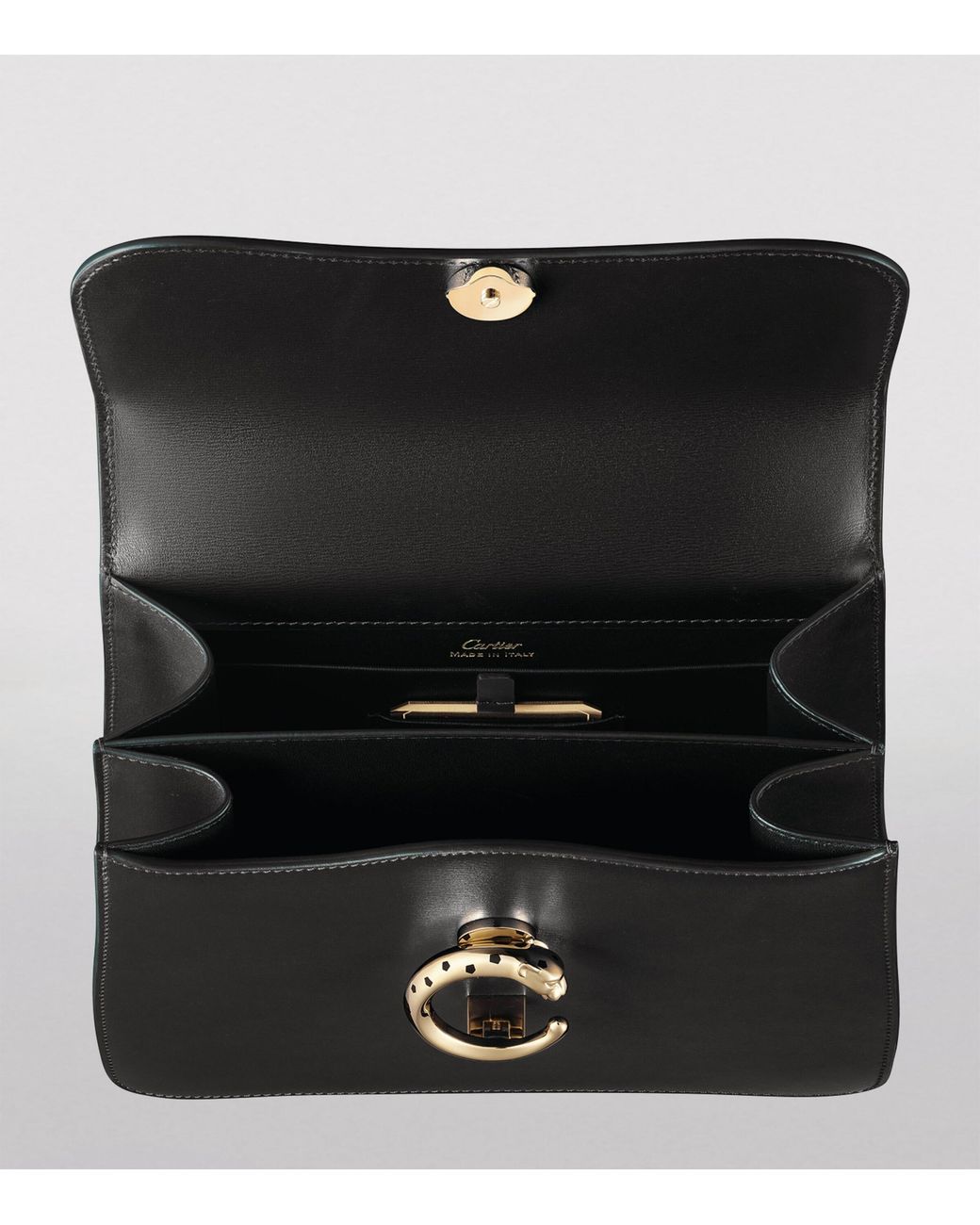 Cartier Black Leather Panthère De Top-Handle Bag