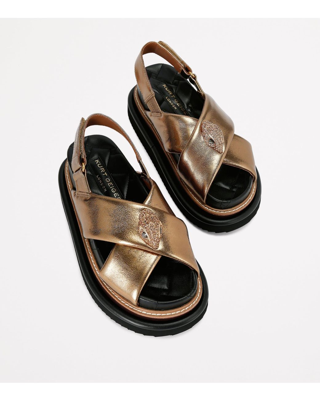 Kurt Geiger Brown Leather Orson Cross-Over Sandals