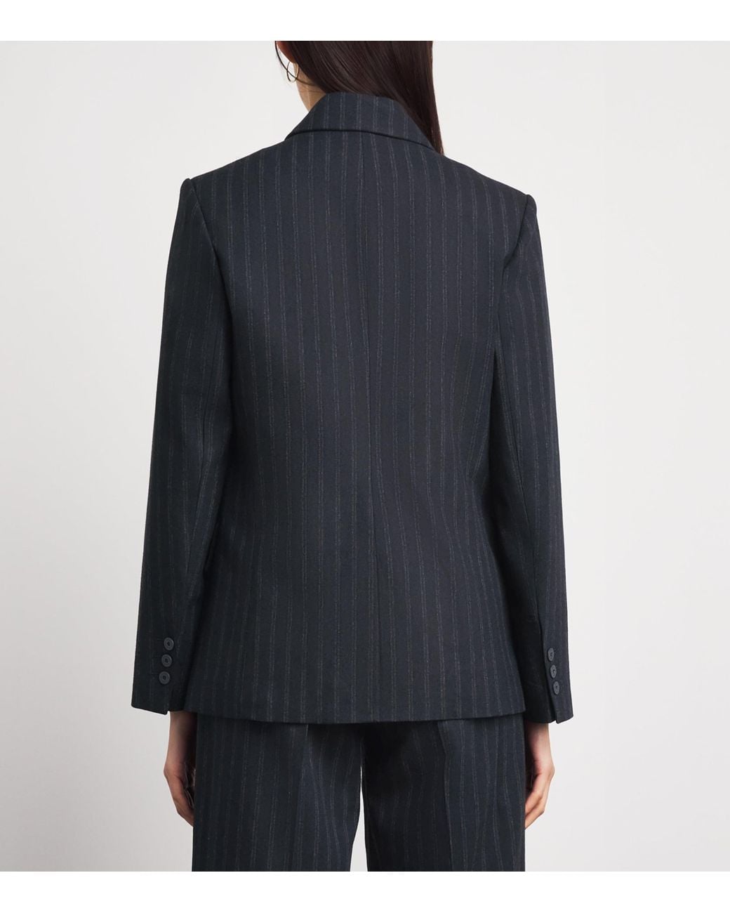 Claudie Pierlot Blue Wool Pinstripe Asymmetric Blazer