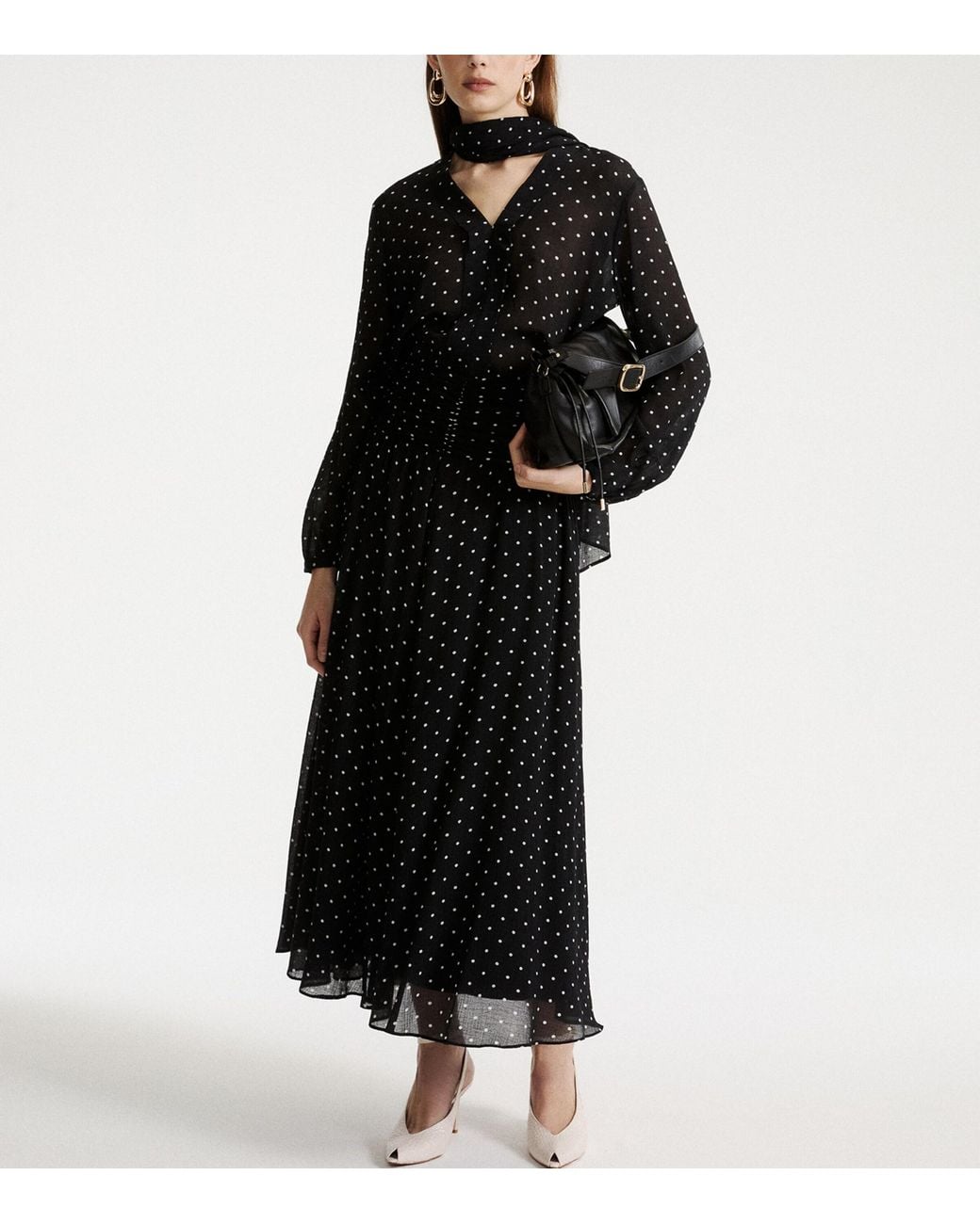 Marella Black Polka-Dot Maxi Skirt