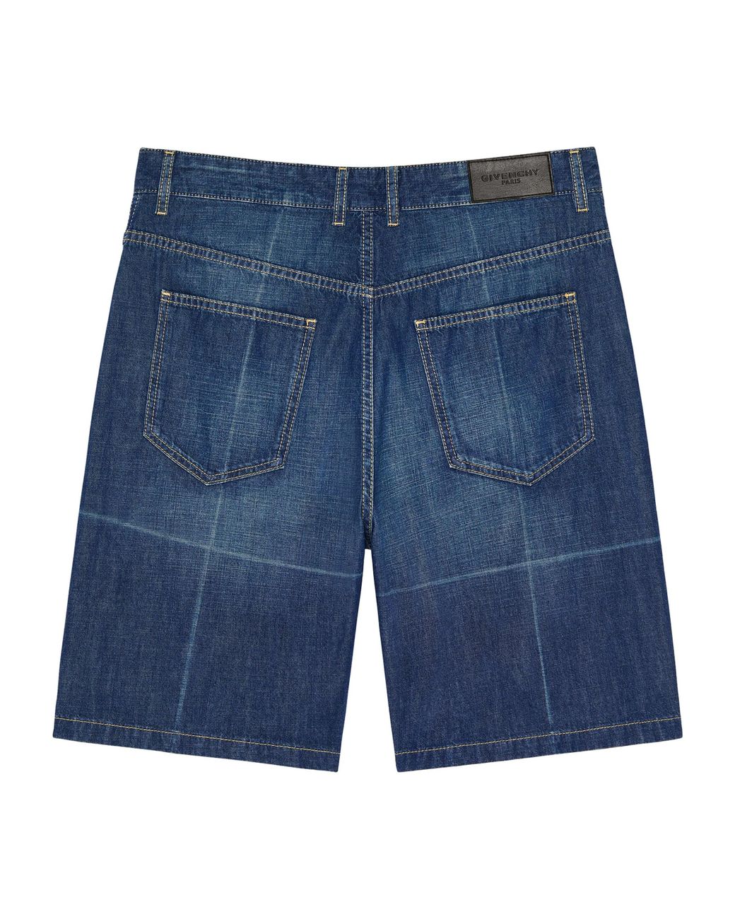 Givenchy Blue Folded-Effect Couture Seam Denim Shorts for men