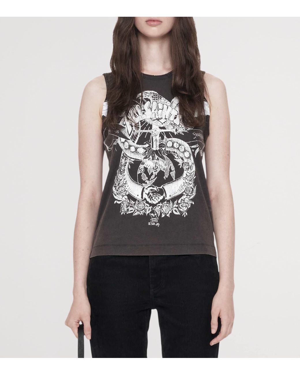 AllSaints Gray Organic Cotton Jenny Tank Top