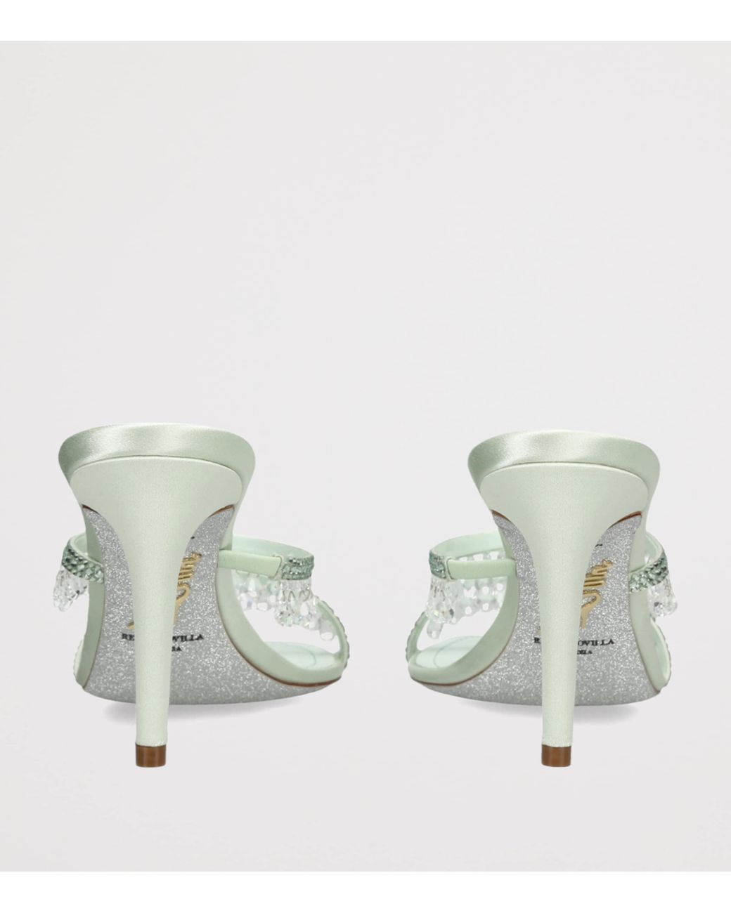 Rene Caovilla White Leather Chandelier Mules 80