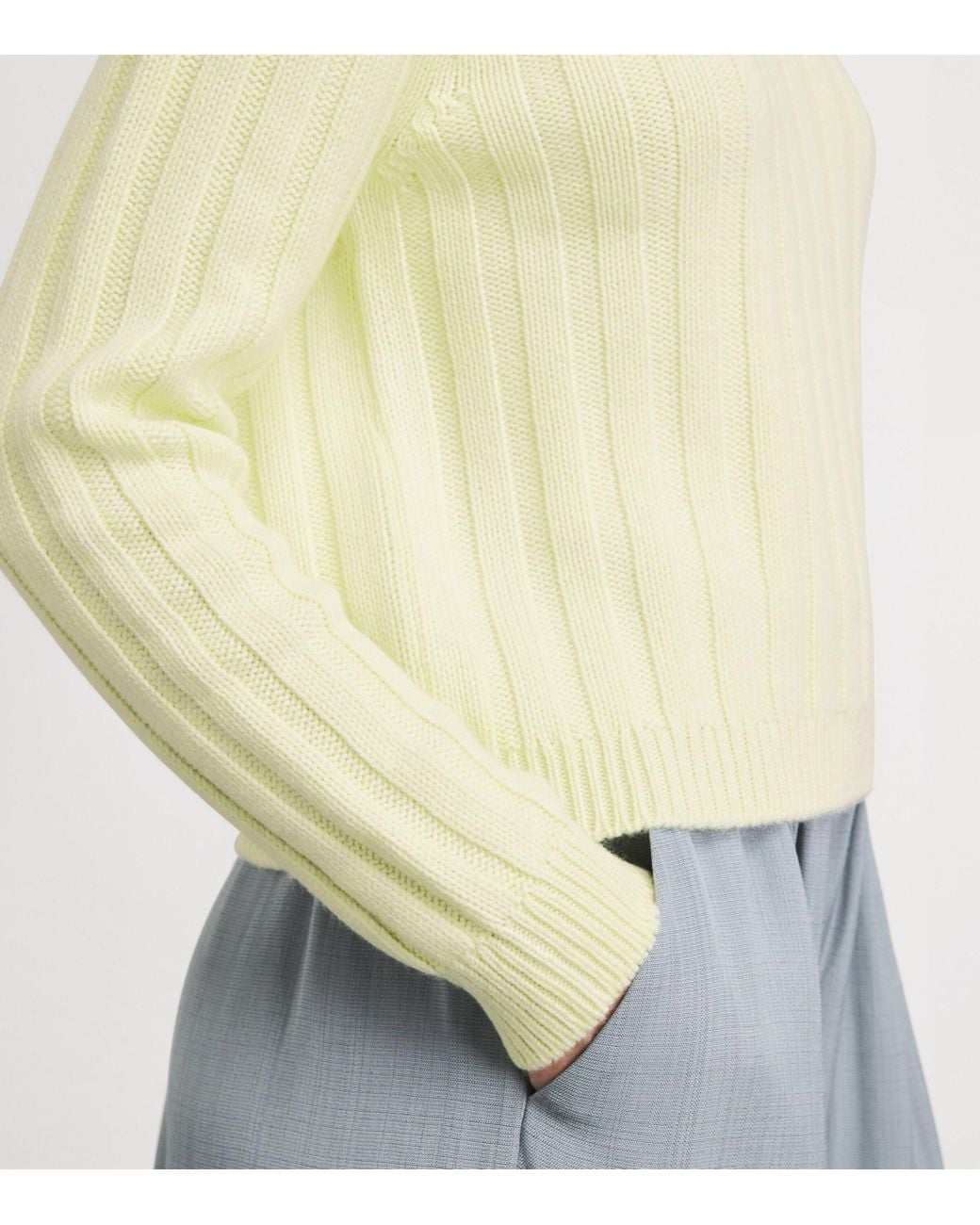 Johnstons Yellow Cashmere Ribbed Lecht Sweater