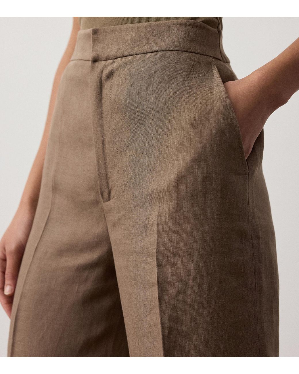 Ralph Lauren Brown Linen Dean Ii Trousers