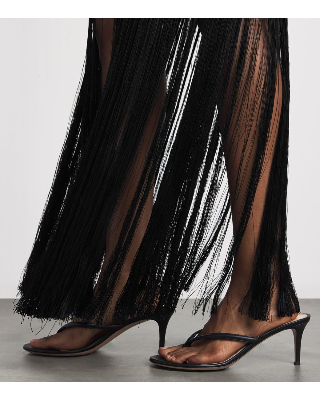 Cult Gaia Black Fringe-Detail Noosha Maxi Dress