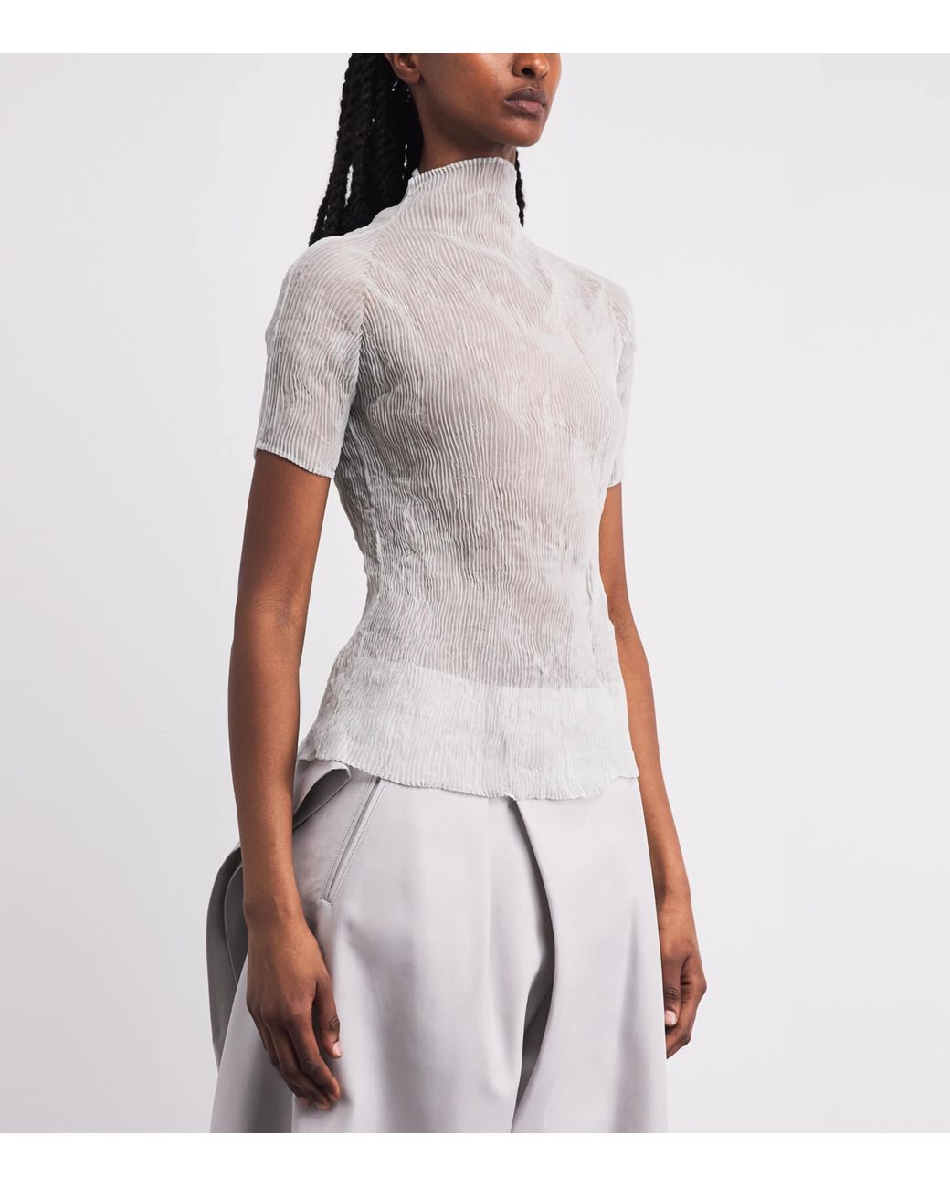 Issey Miyake White Chiffon Twist 3 Top