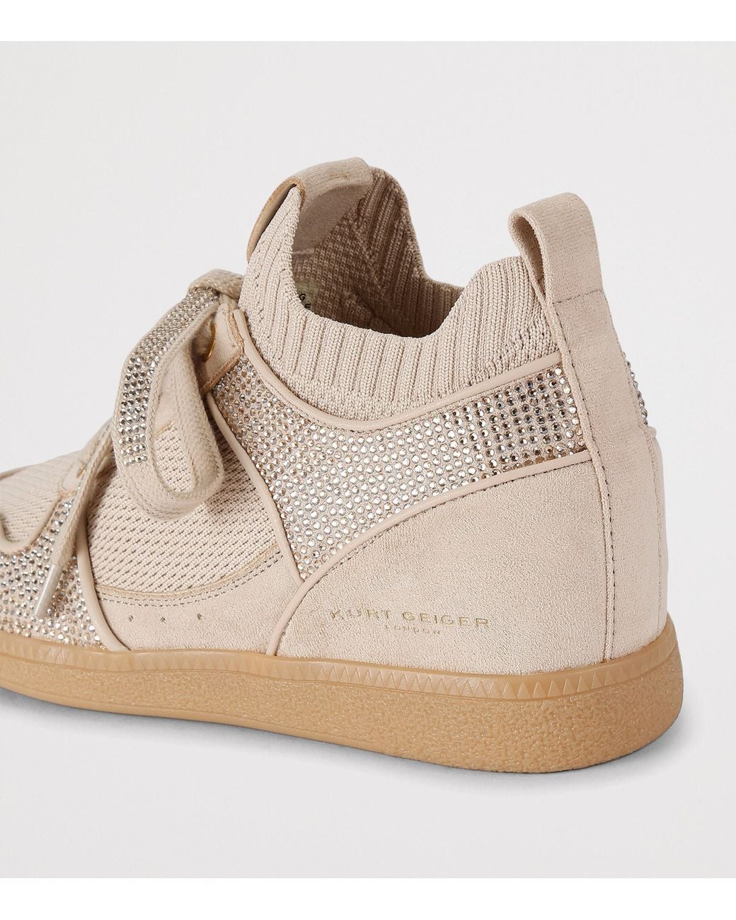 Kurt Geiger Brown Knitted Crystal-Embellished Poplar Sneakers